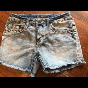 Girls Silver Jeans Shorts